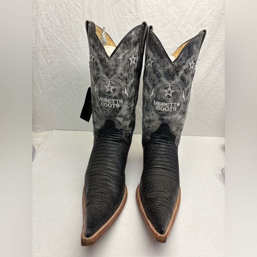 Veretta Boots Black Western Cowboy Boots, men’s SZ 10